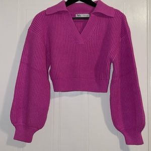 Zara Pink Cropped Sweater, size S